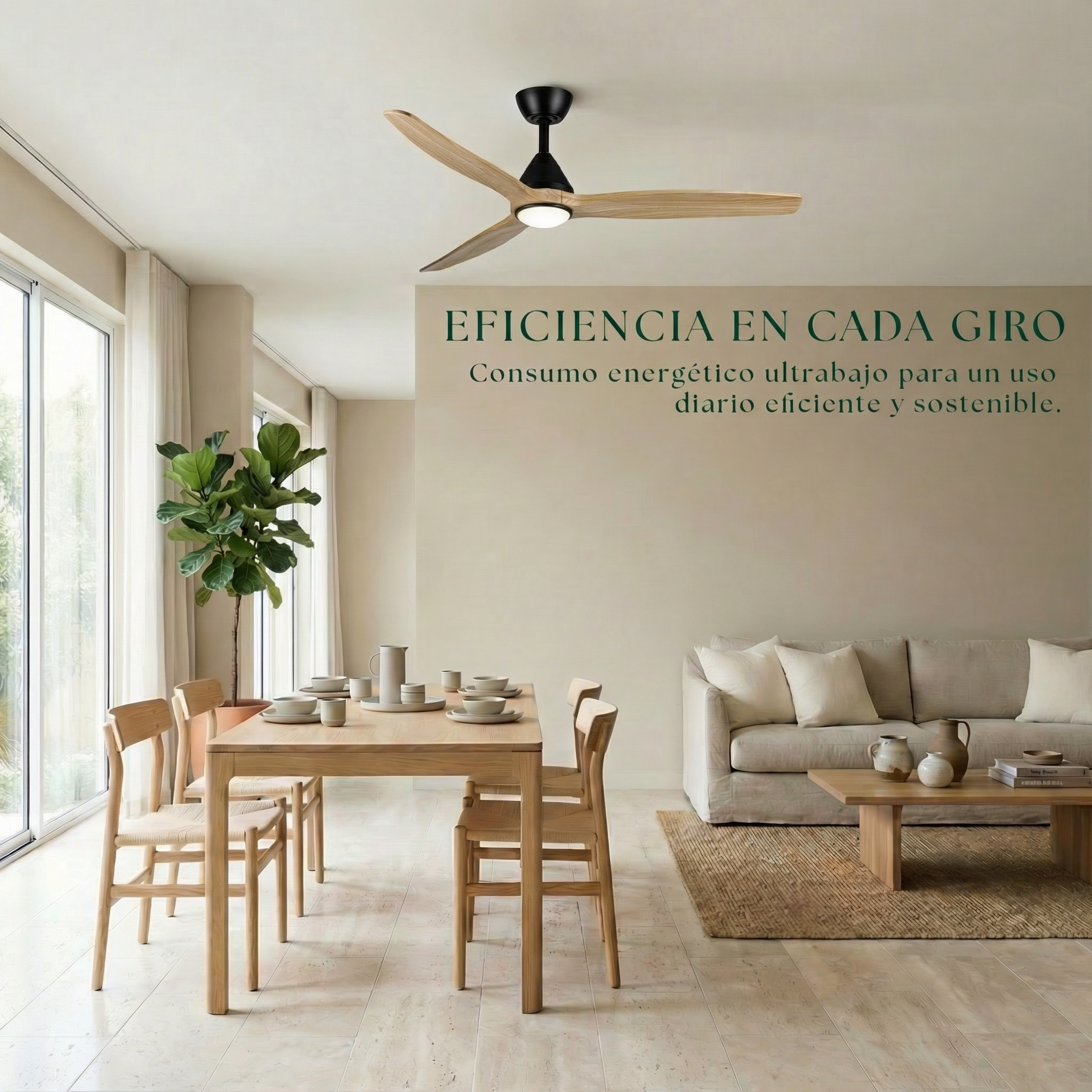 Dolomiti Ventilador de Techo Madera (132 cm / 112 cm)