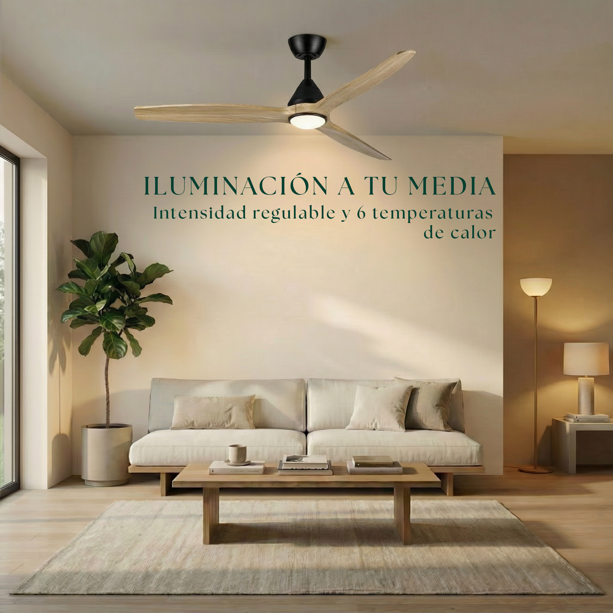 Dolomiti Ventilador de Techo Madera (132 cm / 112 cm)