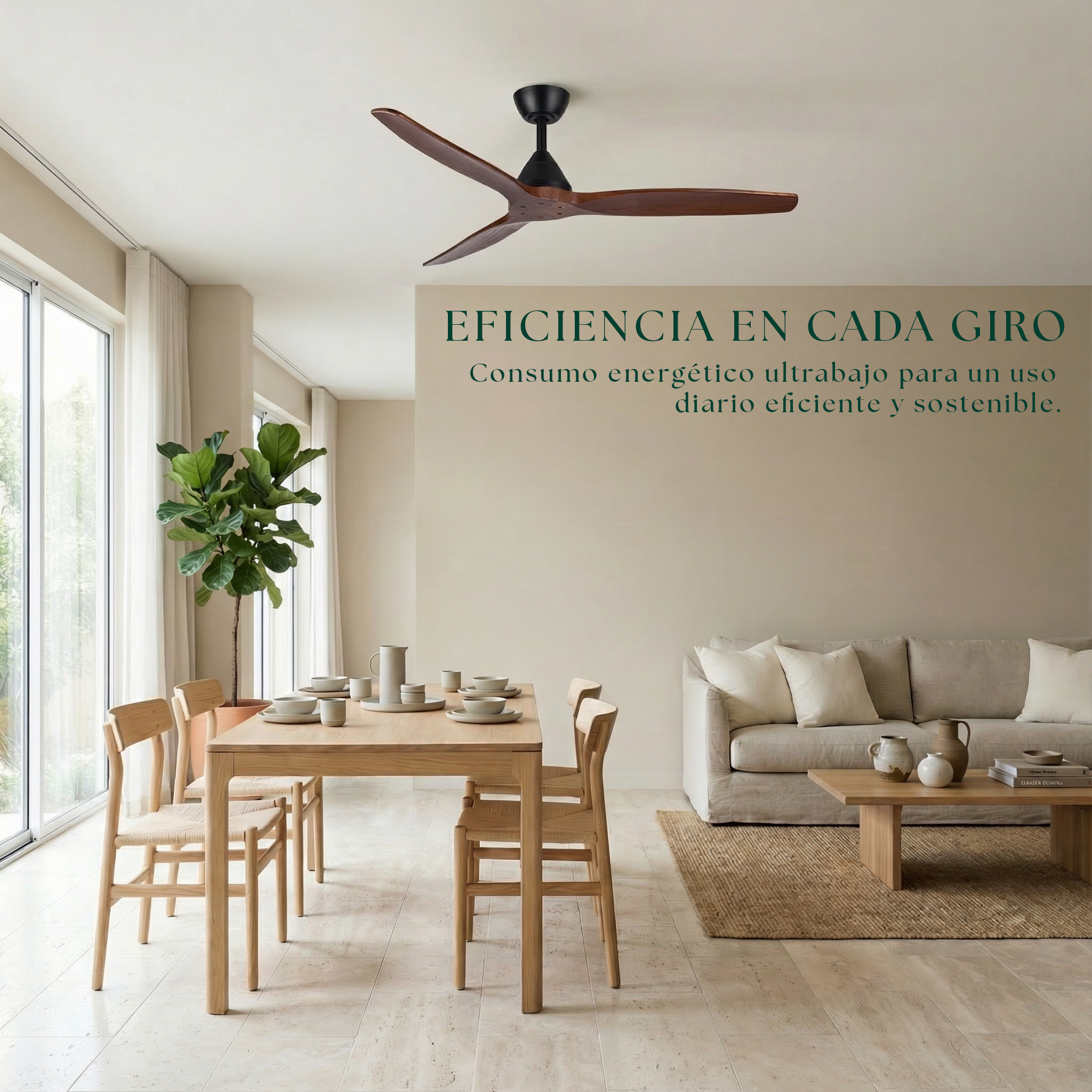 Dolomiti Ventilador de Techo Madera (132 cm / 112 cm)