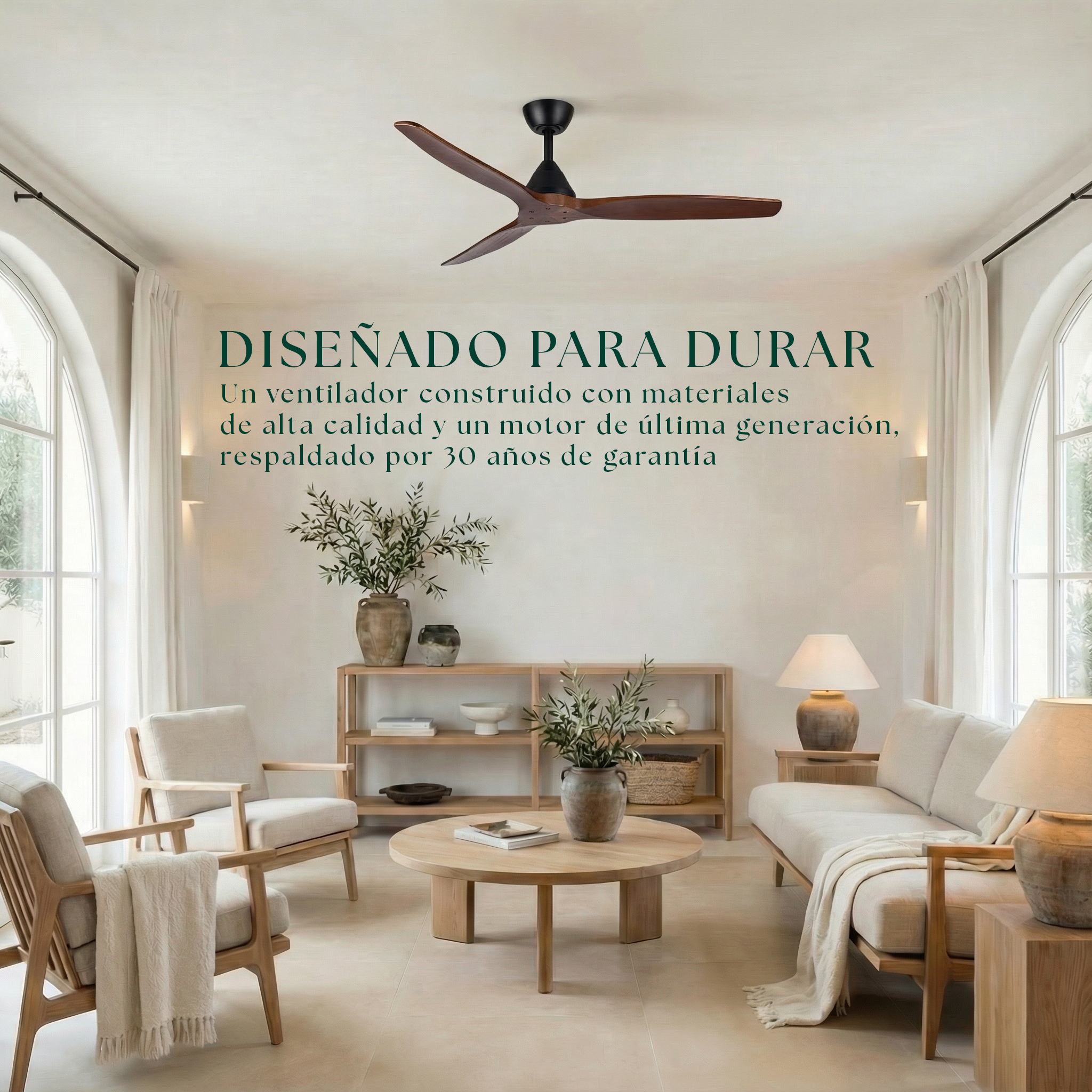 Dolomiti Ventilador de Techo Madera (132 cm / 112 cm)