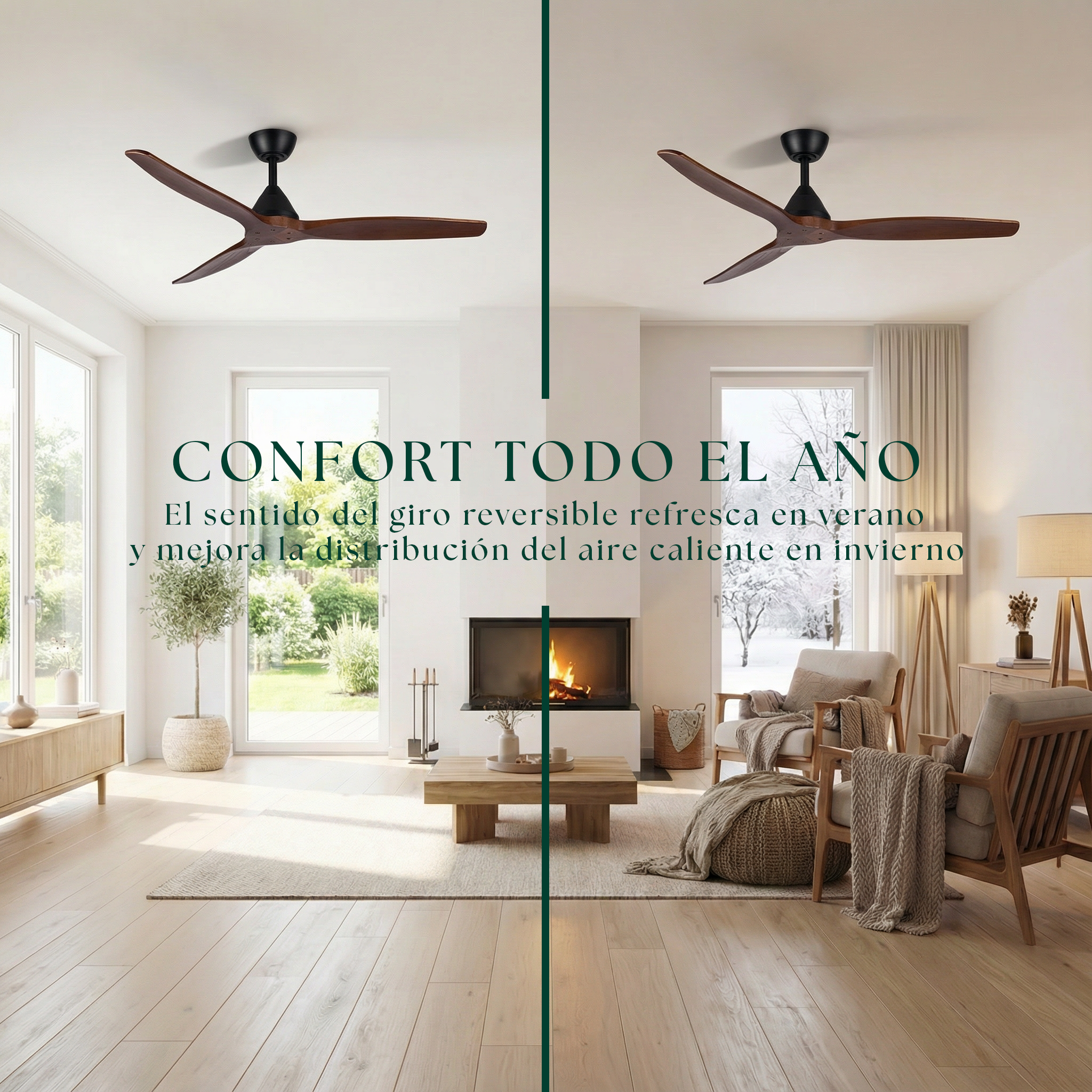 Dolomiti Ventilador de Techo Madera (132 cm / 112 cm)