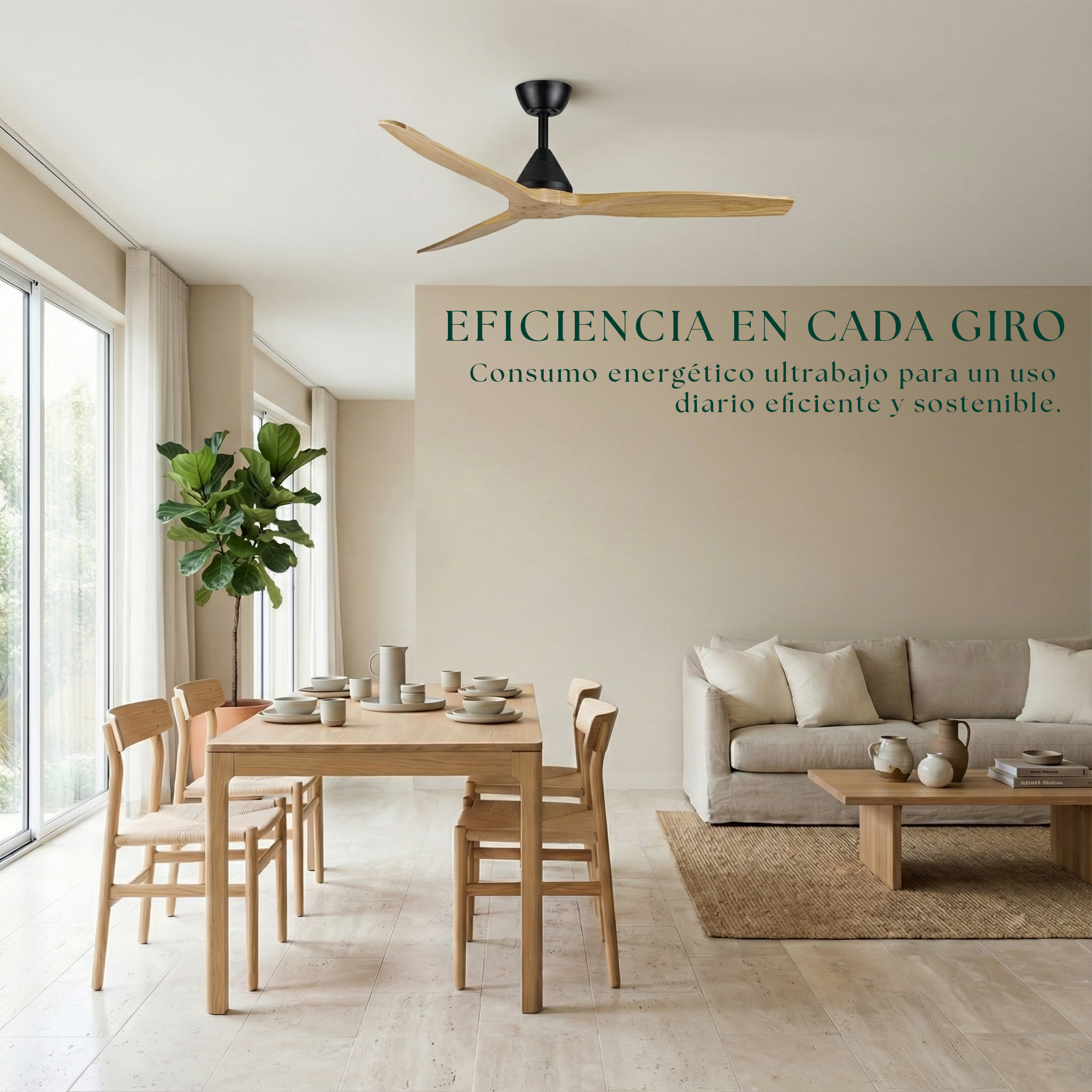 Dolomiti Ventilador de Techo Madera (132 cm / 112 cm)