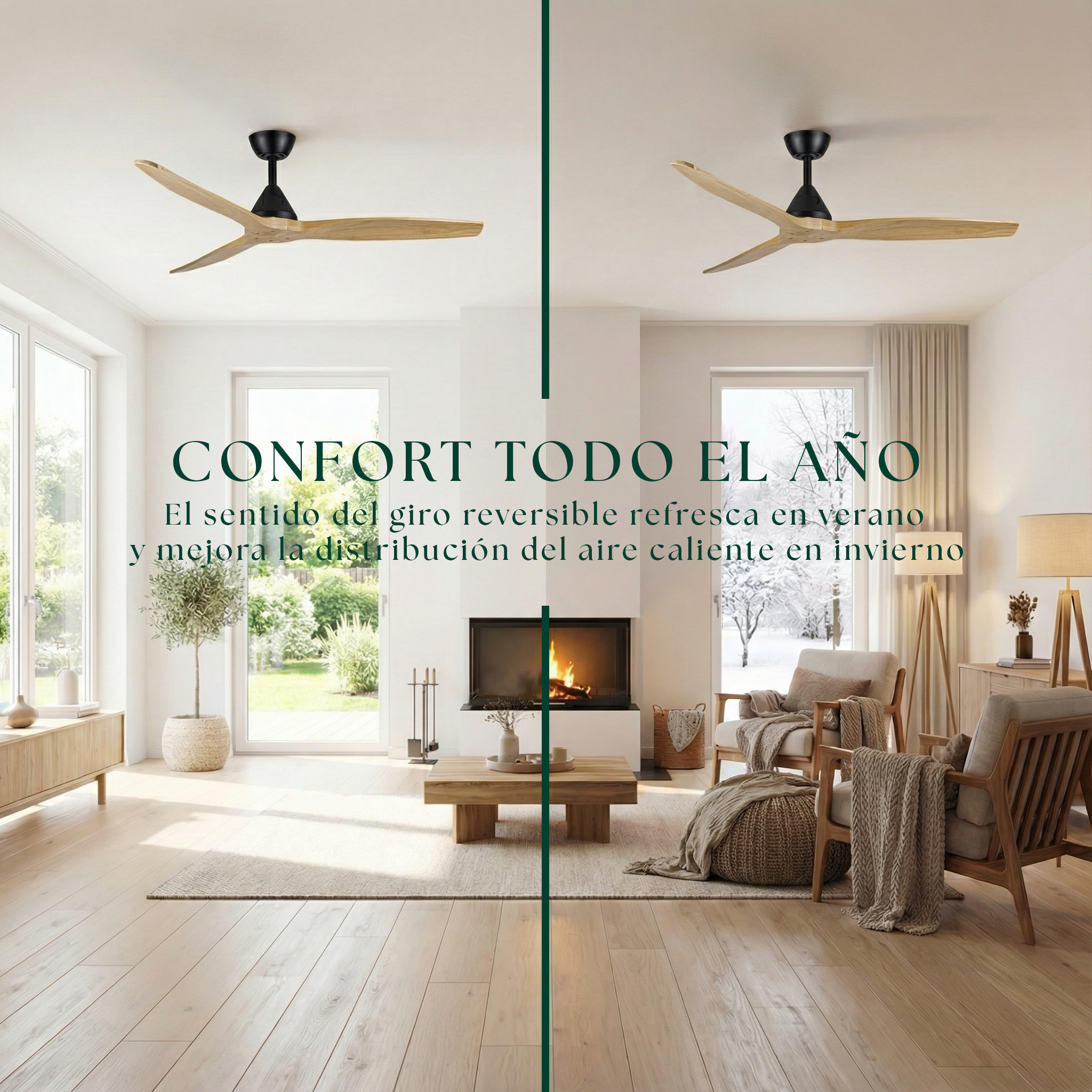 Dolomiti Ventilador de Techo Madera (132 cm / 112 cm)