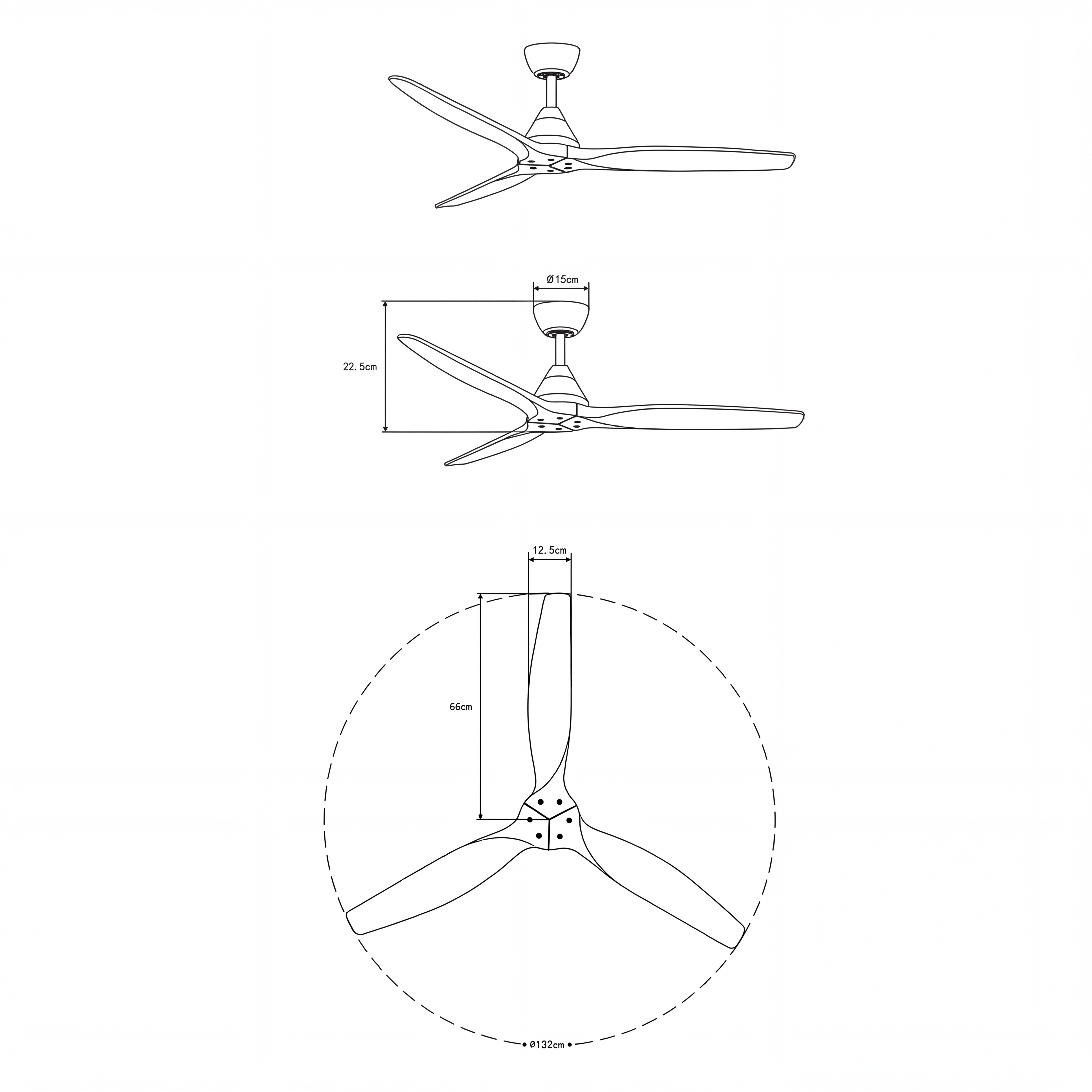 Dolomiti Ventilador de Techo Madera (132 cm / 112 cm)