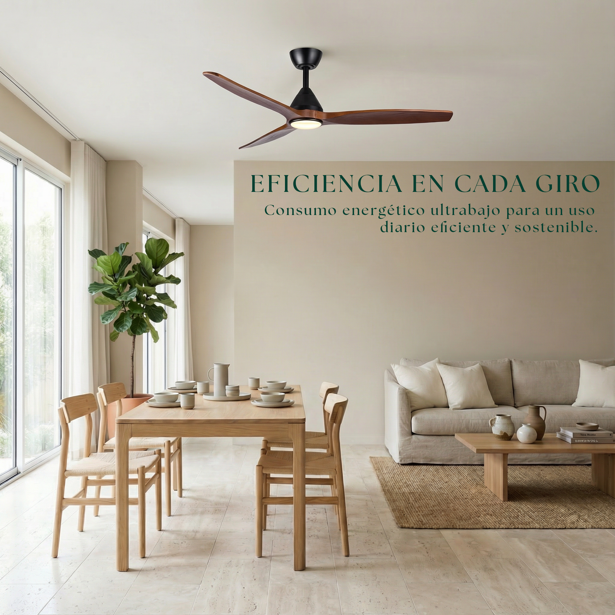 Dolomiti Ventilador de Techo Madera (132 cm / 112 cm)