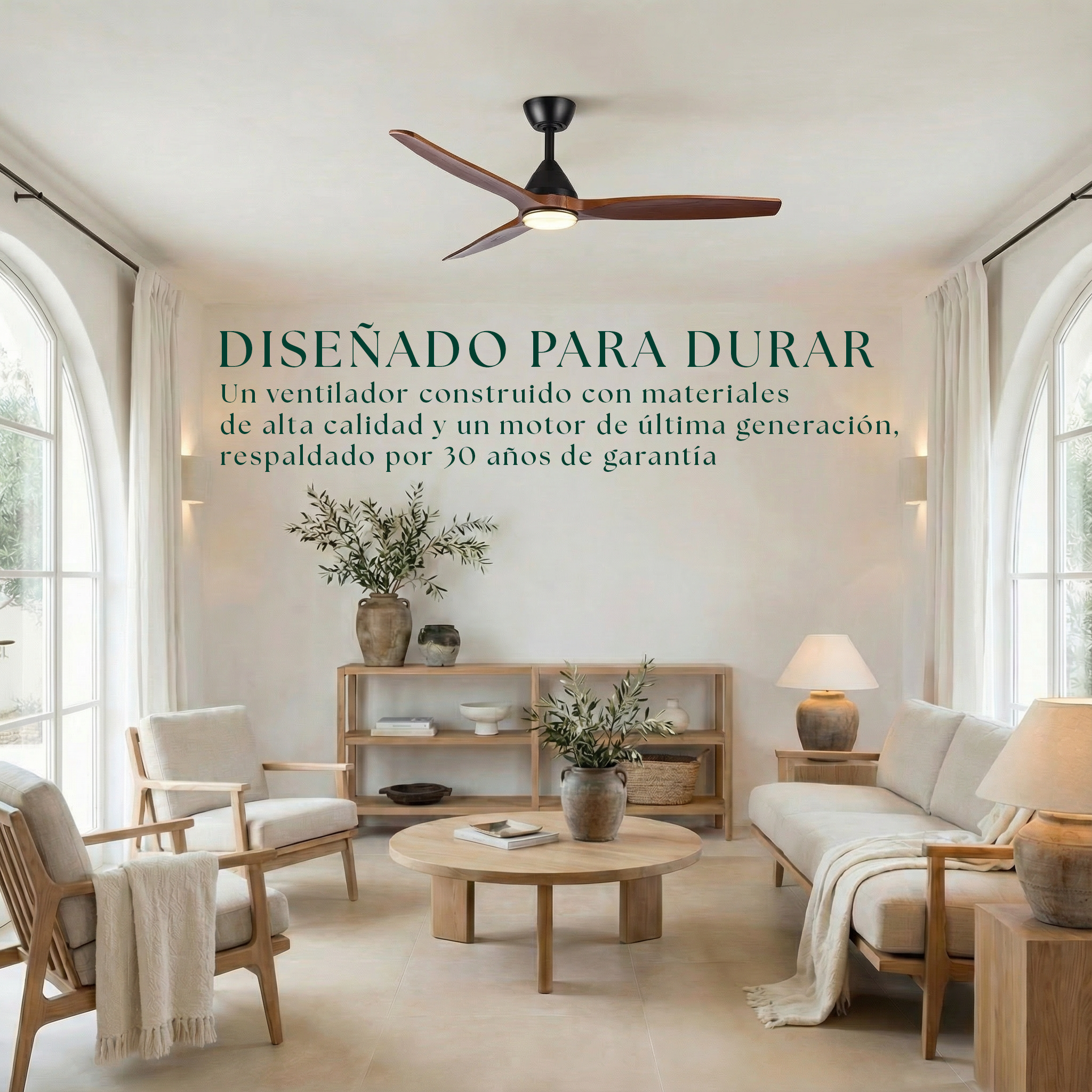 Dolomiti Ventilador de Techo Madera (132 cm / 112 cm)