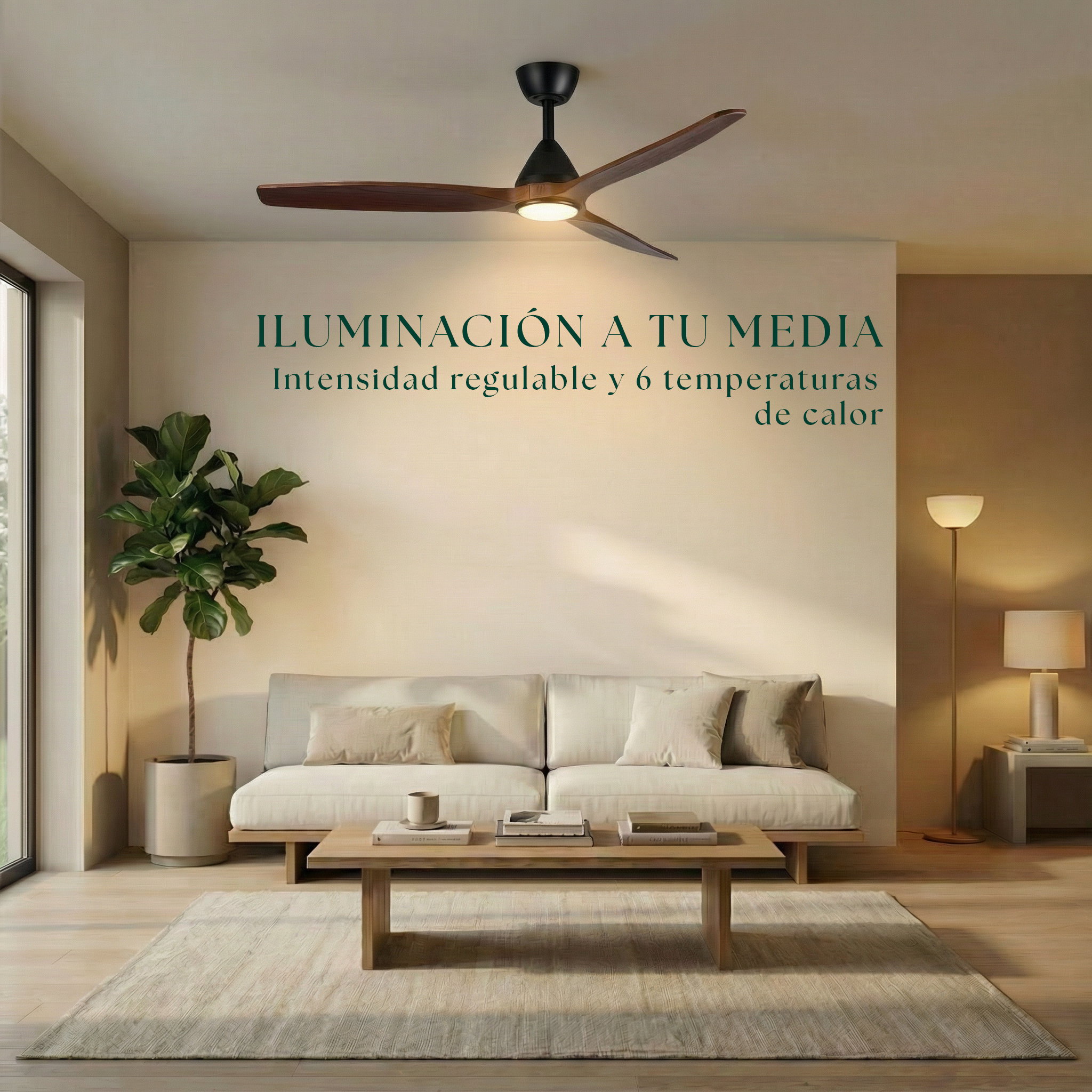 Dolomiti Ventilador de Techo Madera (132 cm / 112 cm)