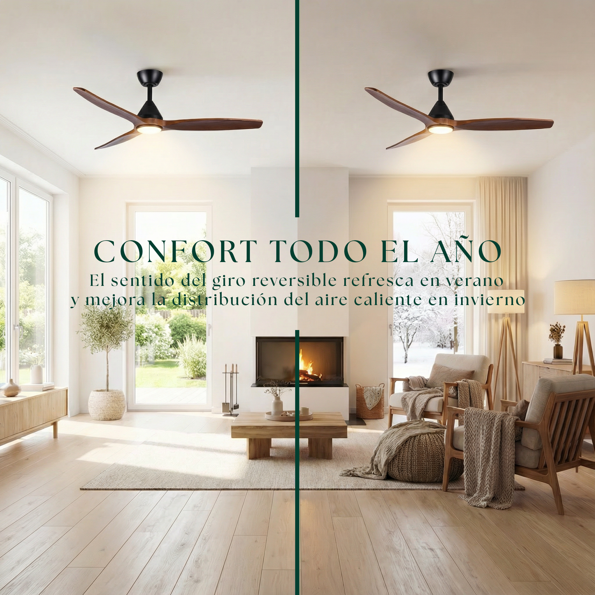 Dolomiti Ventilador de Techo Madera (132 cm / 112 cm)