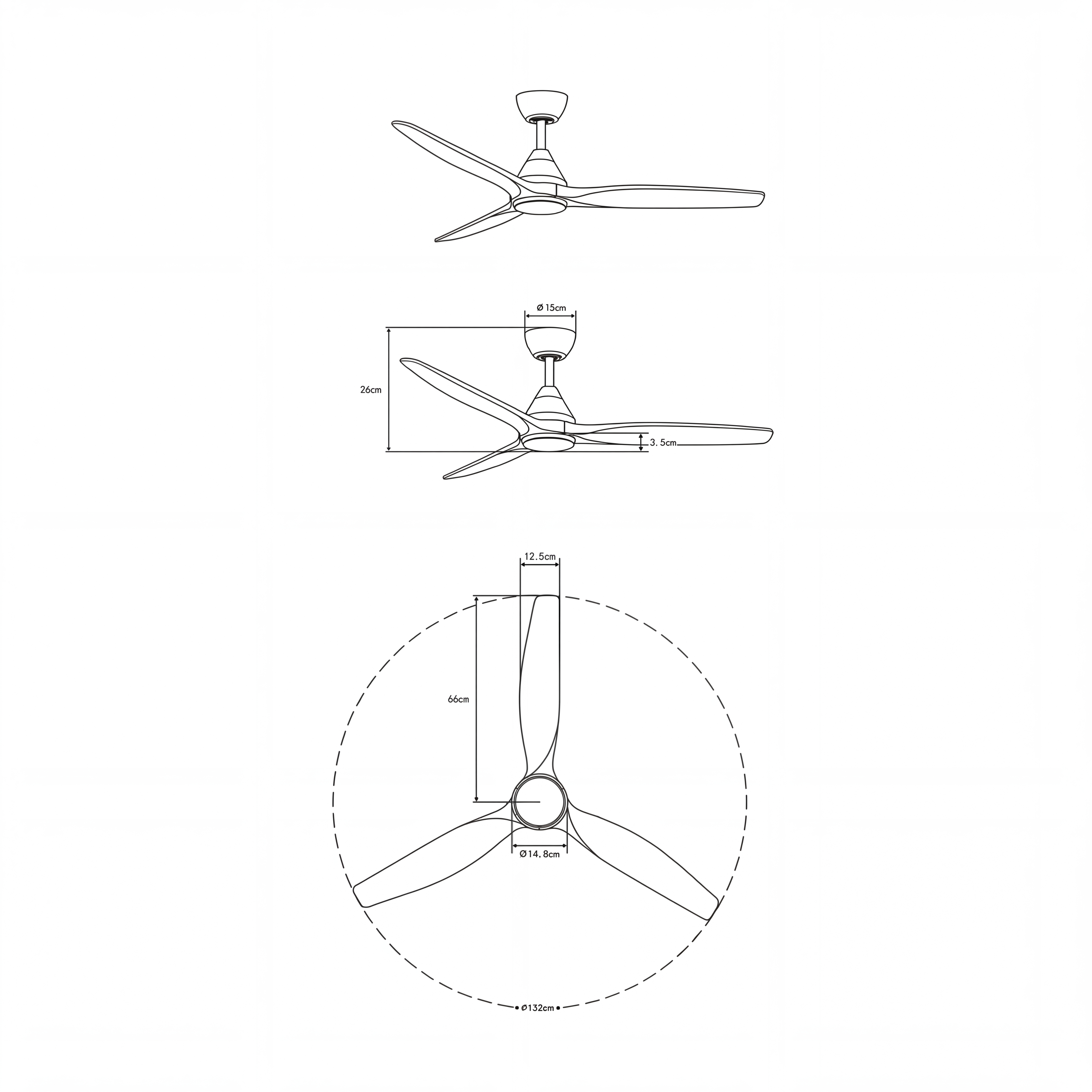 Dolomiti Ventilador de Techo Madera (132 cm / 112 cm)
