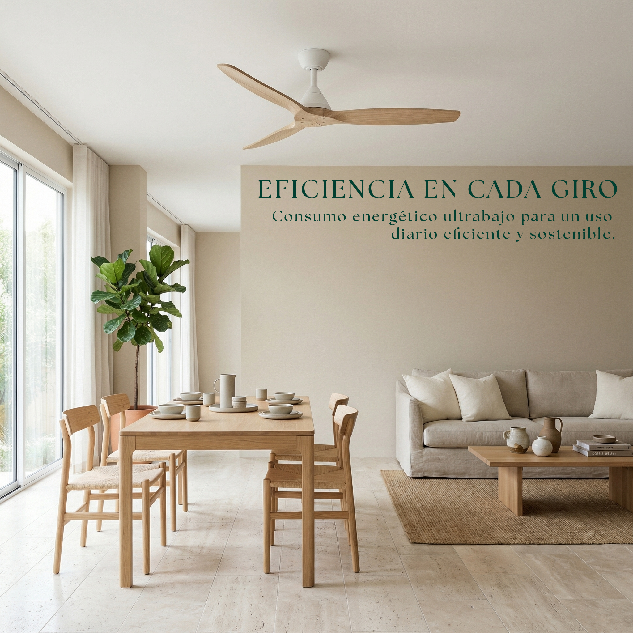 Dolomiti Ventilador de Techo Madera (132 cm / 112 cm)