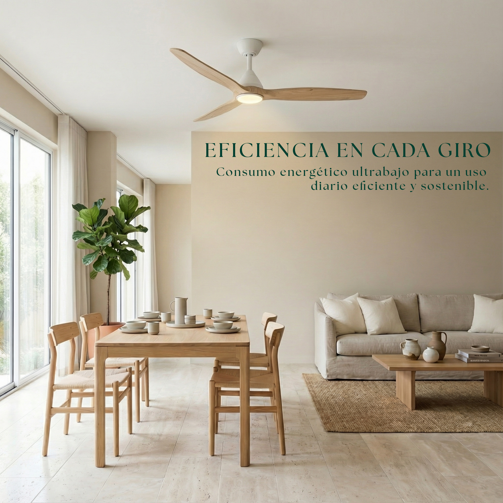 Dolomiti Ventilador de Techo Madera (132 cm / 112 cm)