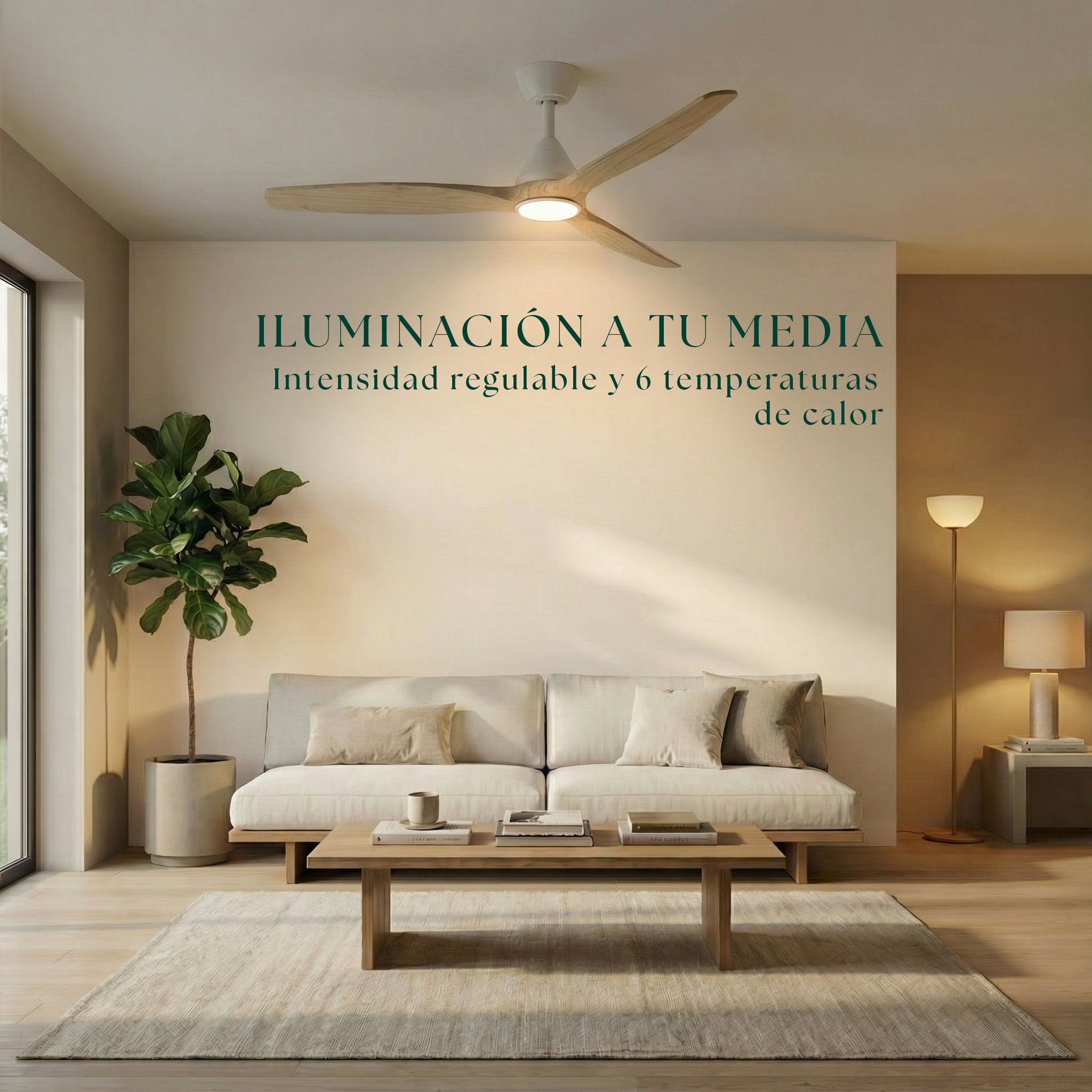 Dolomiti Ventilador de Techo Madera (132 cm / 112 cm)