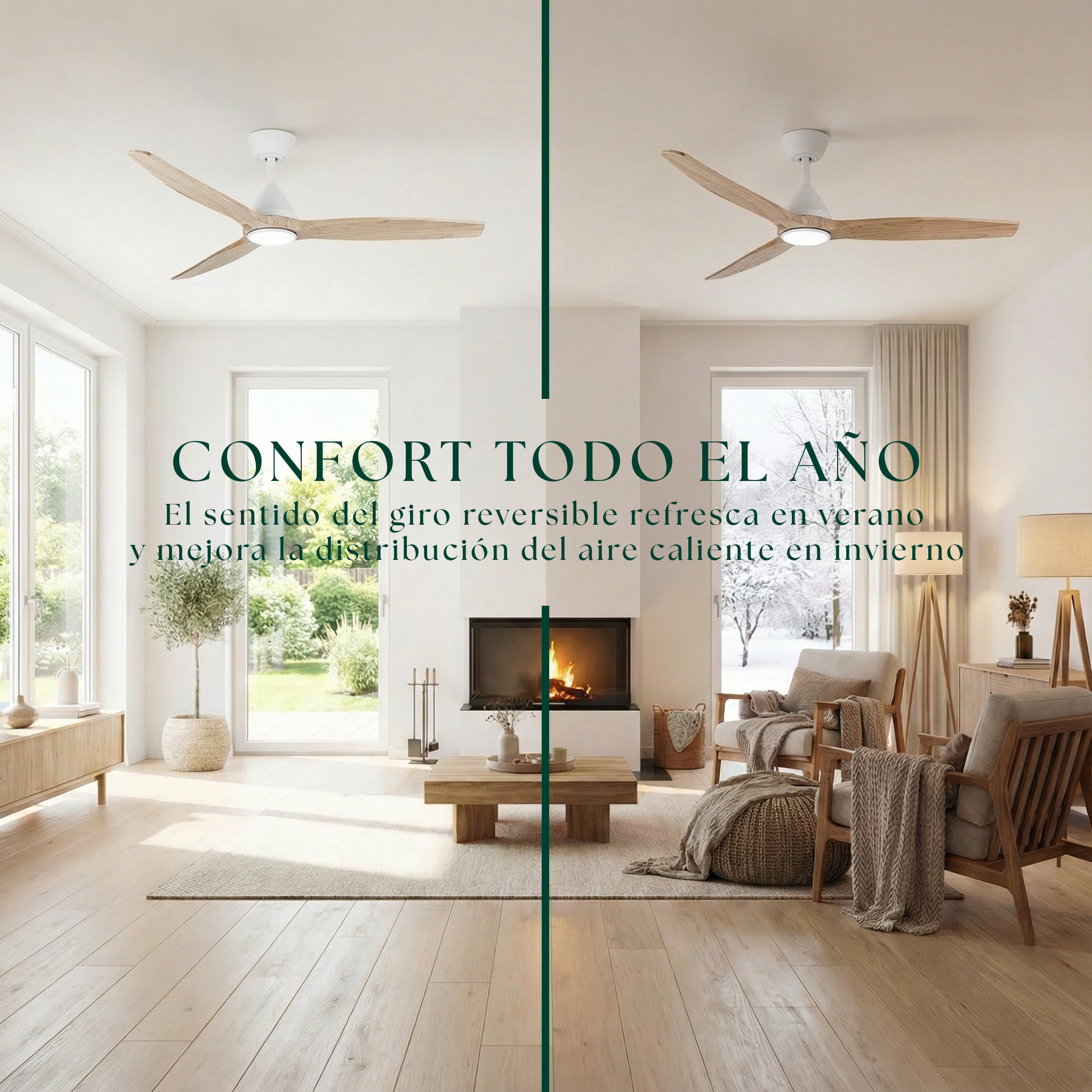 Dolomiti Ventilador de Techo Madera (132 cm / 112 cm)