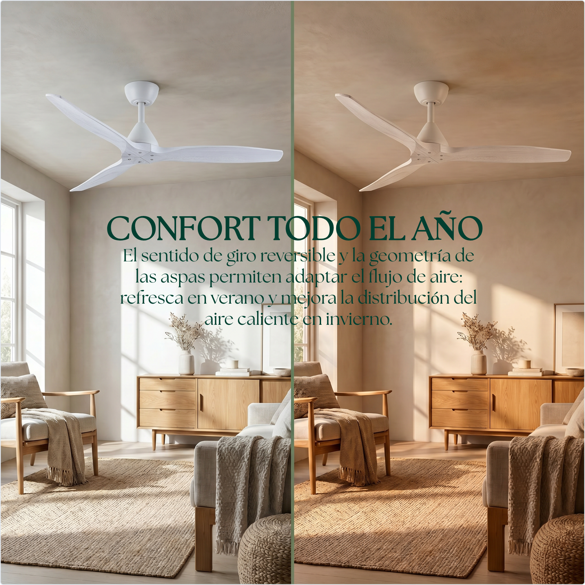 Dolomiti Ventilador de Techo Madera (132 cm / 112 cm)
