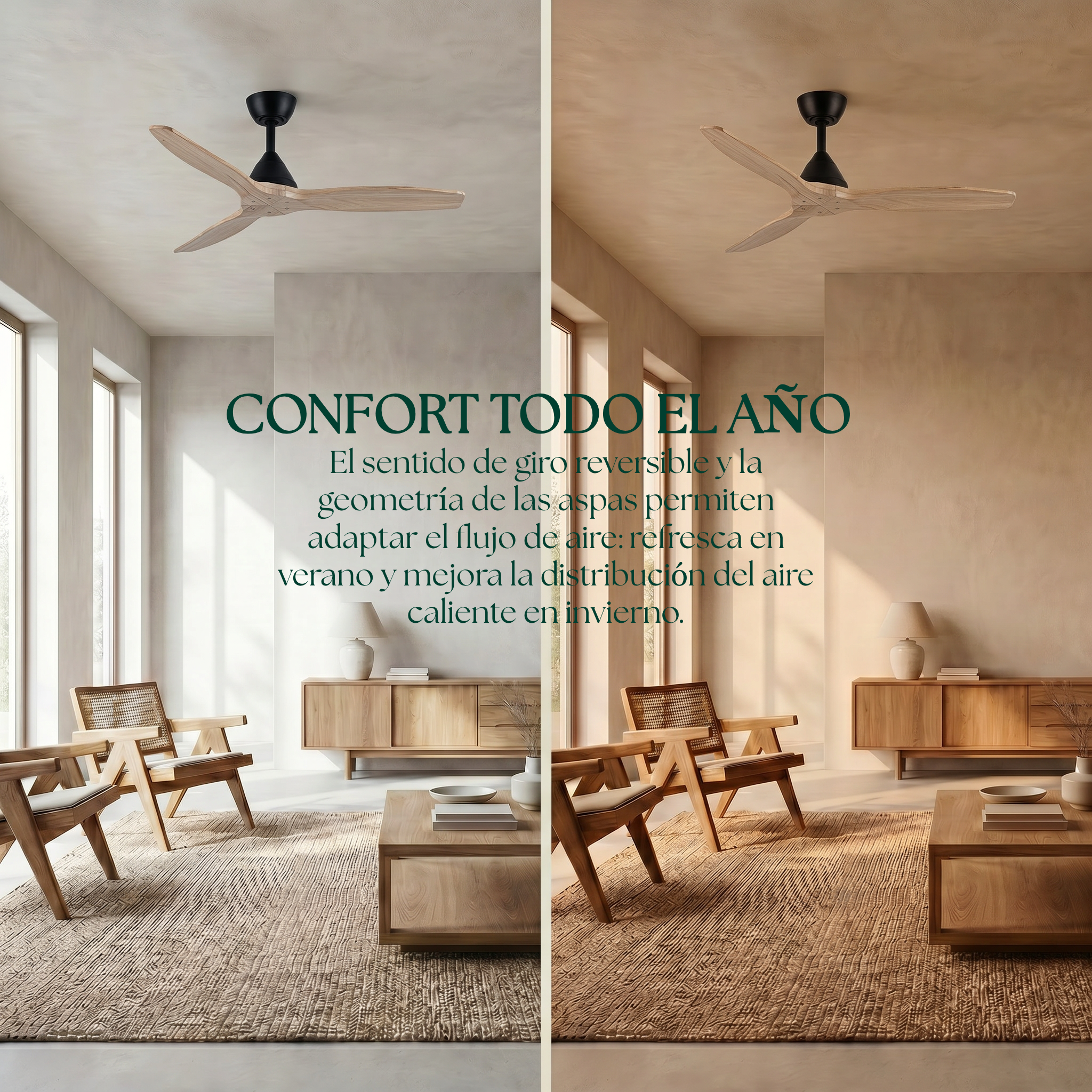 Dolomiti Ventilador de Techo Madera (132 cm / 112 cm)