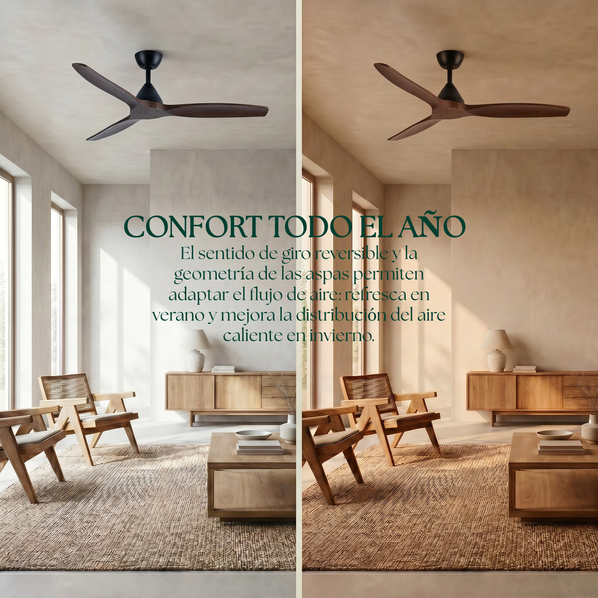 Dolomiti Ventilador de Techo Madera (132 cm / 112 cm)