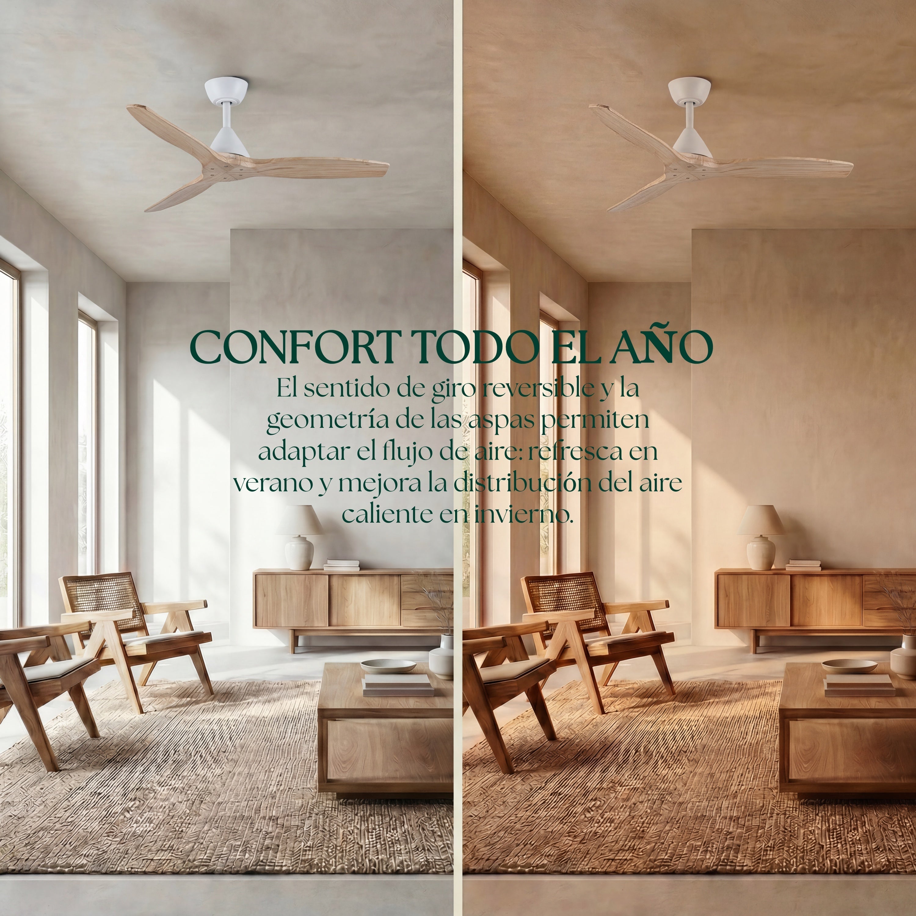 Dolomiti Ventilador de Techo Madera (132 cm / 112 cm)