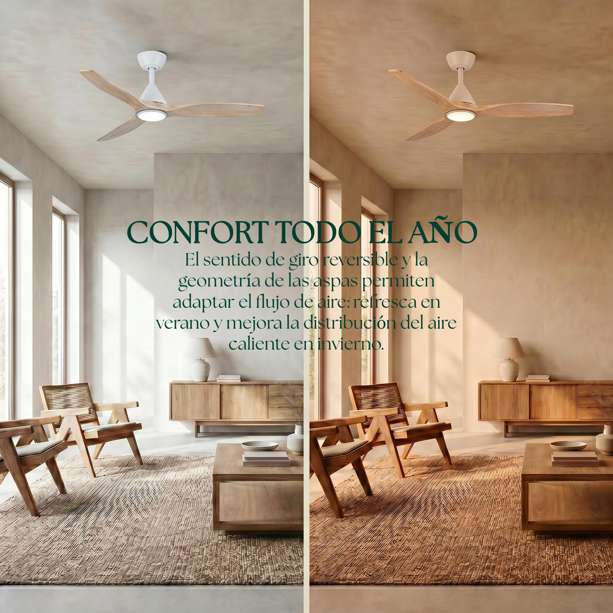 Dolomiti Ventilador de Techo Madera (132 cm / 112 cm)