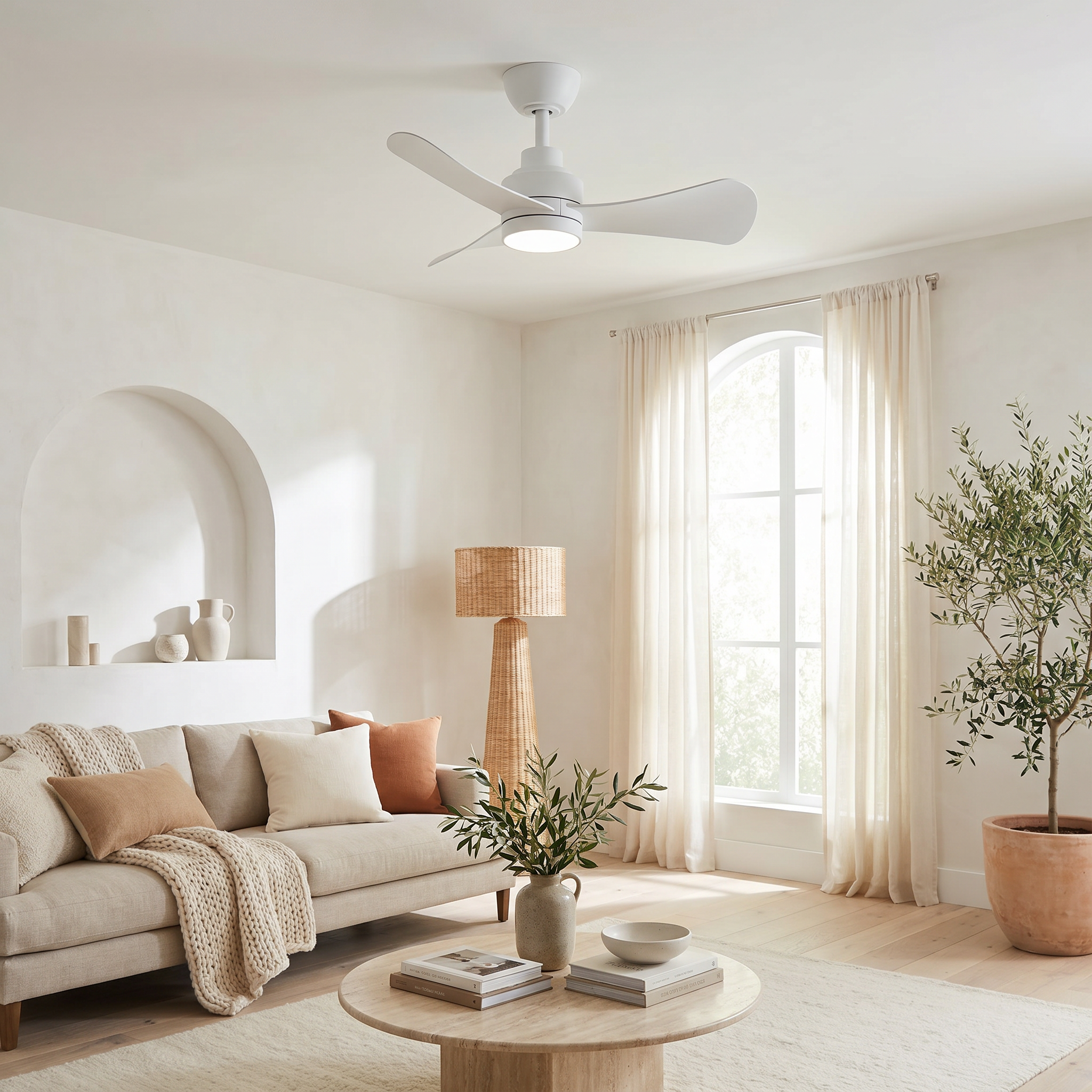 Turqueta Ventilateur de Plafond 83 cm (<8 m²) – 3 Pales en ABS avec lumière LED, compact